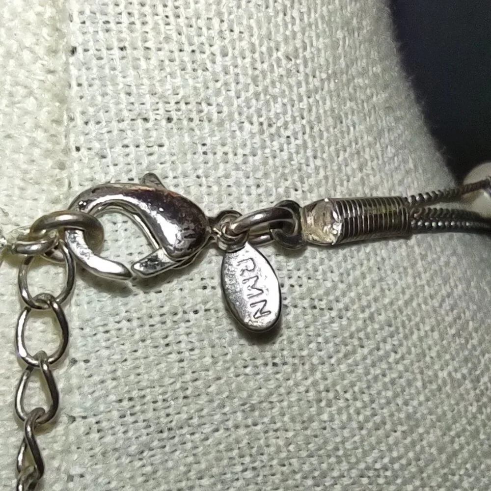 RMN Floating Faux Pearl Necklace Silver Tone Triple Strand Vintage-Inspired - Picture 5 of 6